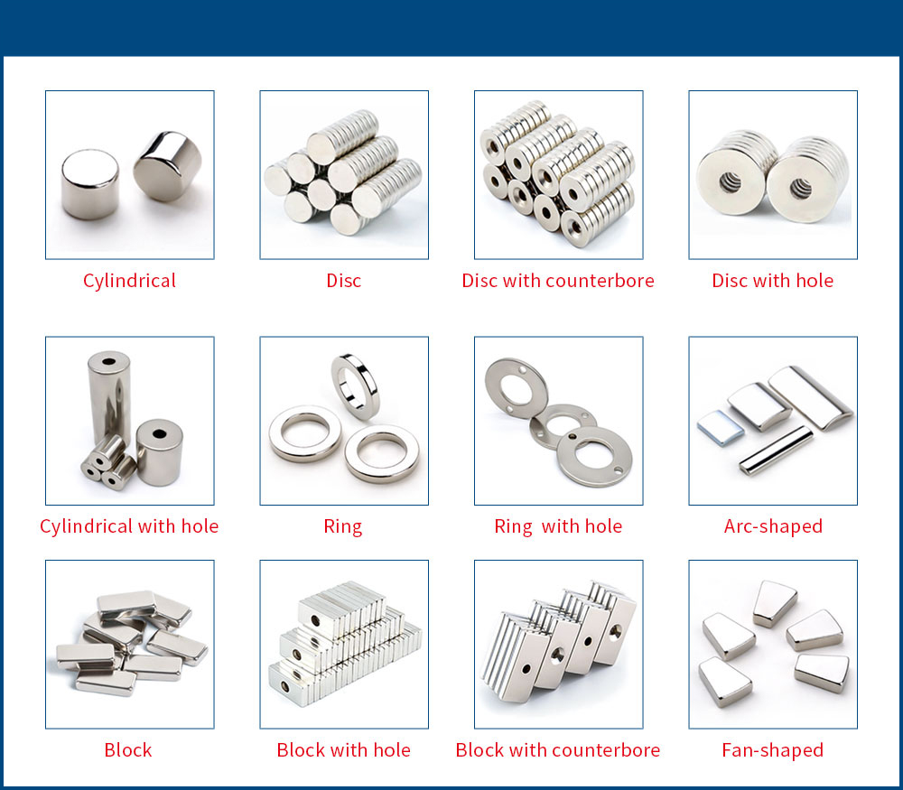 รูปร่างที่แตกต่างกันของแม่เหล็ก NdFeB