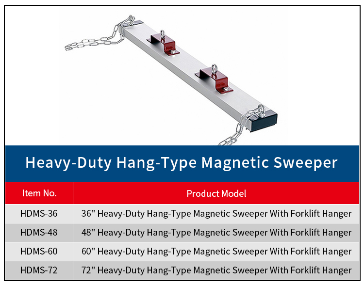 เครื่องกวาดแม่เหล็กแบบแขวนสำหรับงานหนักพร้อมที่แขวนรถยก