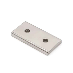 โรงงานราคาราคาถูก Rare Earth แม่เหล็กถาวร 20kg30kg ที่มีประสิทธิภาพ FORCE BLOCK Shape Double Countersunk Hole NdFeB ช่องแม่เหล็ก