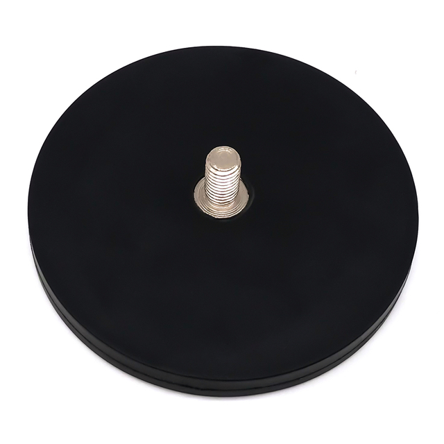 แท่งเกลียวภายนอกแบบหลายขั้ว แม่เหล็กหม้อยางนีโอไดเมียมยางสีดำ